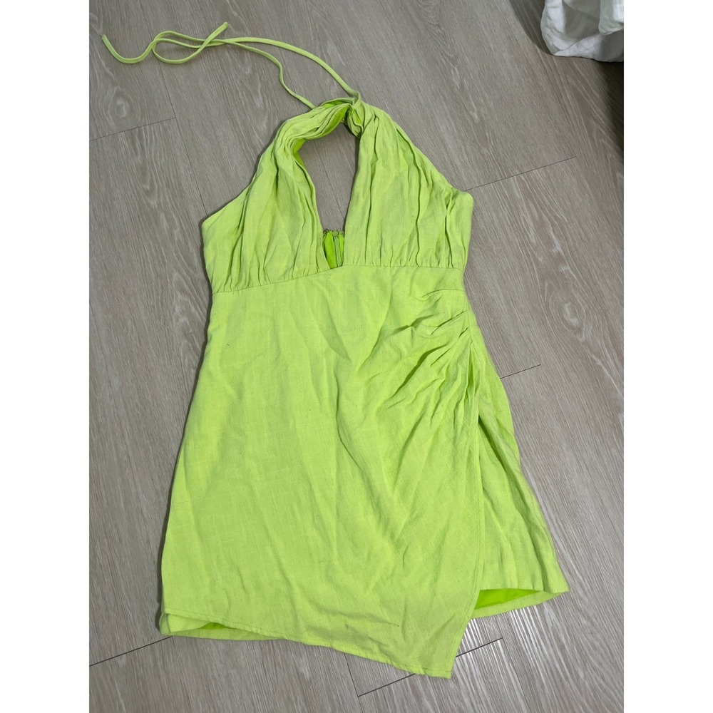 Y2K Forest Fairy Asymmetrical Womens Mini Dress Small Green Festival Vacation